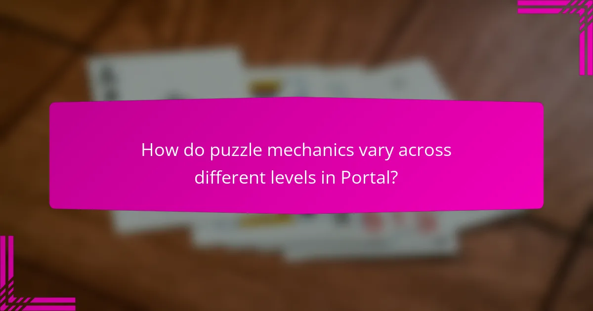 How do puzzle mechanics vary across different levels in Portal?